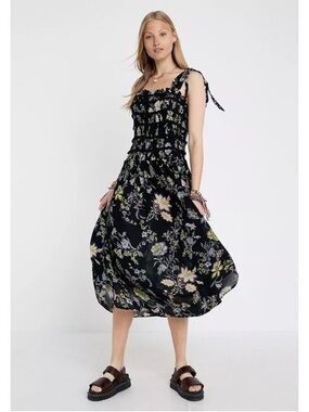 Free People | Dresses | Nwt Free People Black Velvet Mckenna Dobby Midi  Dress | Poshmark